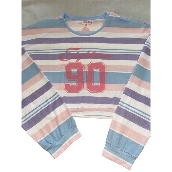 U S Polo Assn Womens Pajama set lounge sleep sz XL 2pc Long Sleeve Top Shorts - Picture 2 of 9